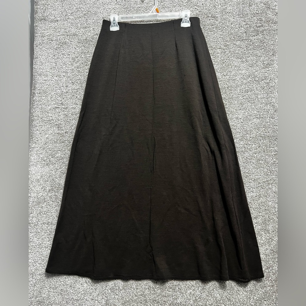 Eileen Fisher Woman’s Brown Knit Viscose Wool Maxi Skirt Pull On Size Medium